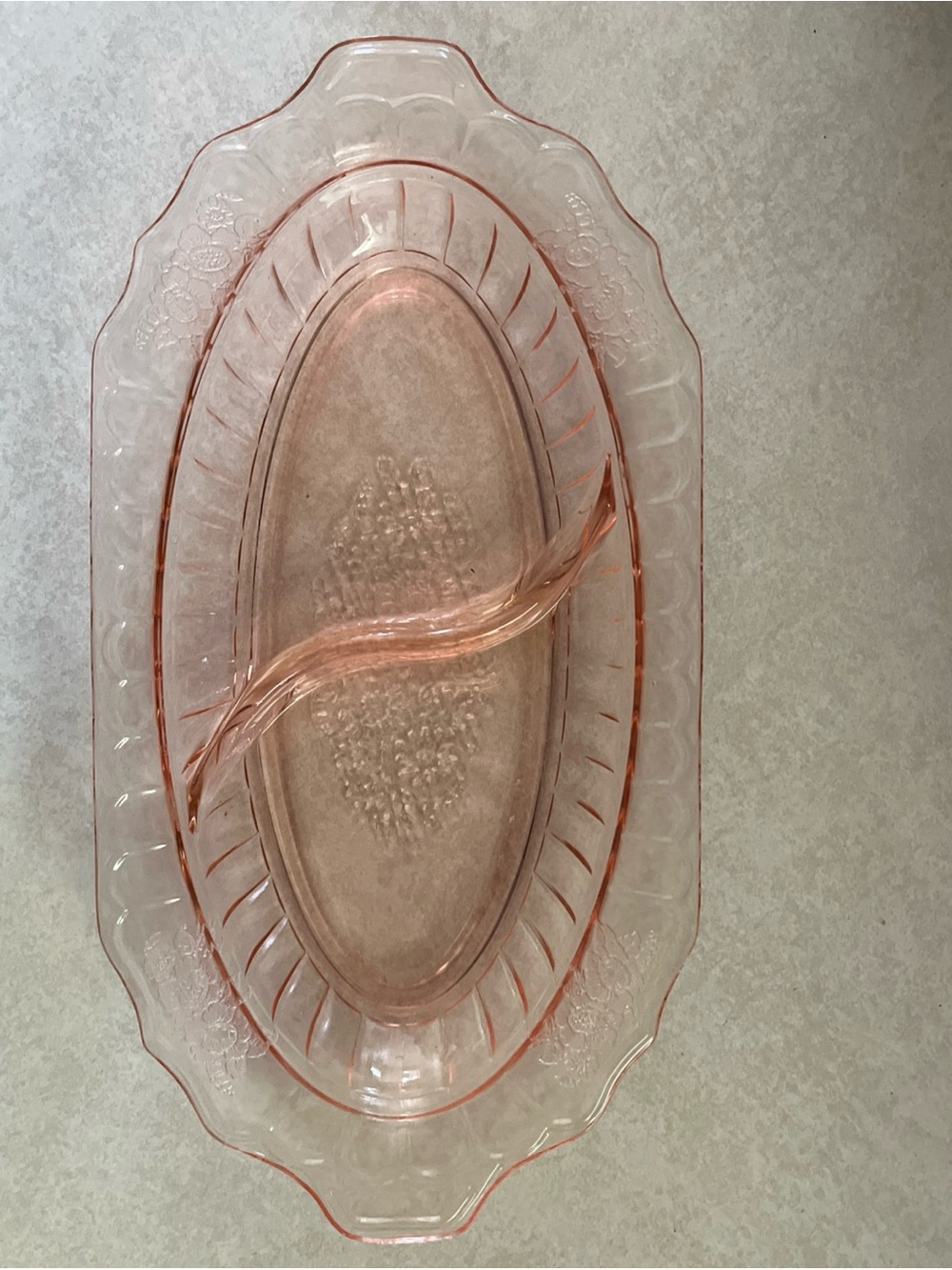 Anchor Hocking Mayfair Pink Divided Glass Serving Platter Decorative Serveware